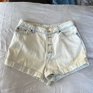 High-rise cuffed denim shorts